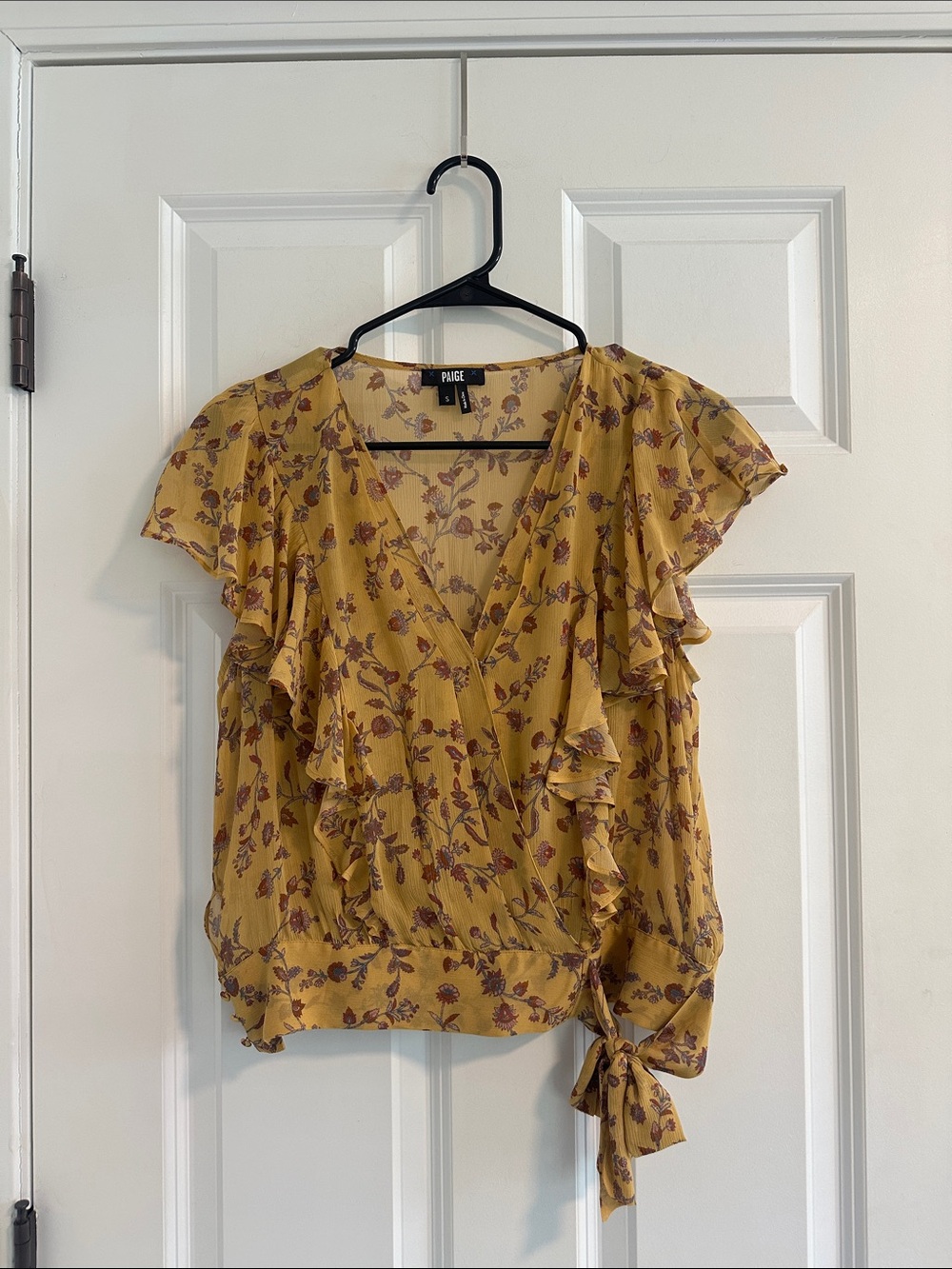 NWOT Paige Trista Silk Blouse in Tumeric Floral size S - Picture 5 of 12